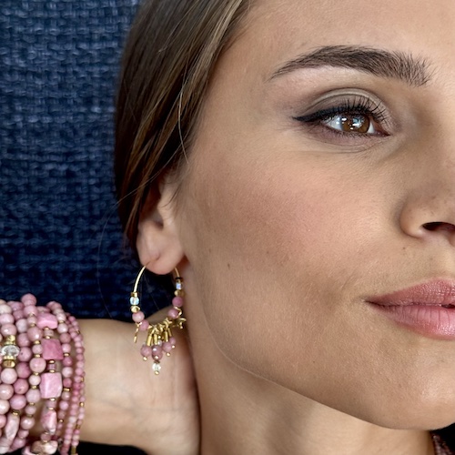 Boucles d'oreilles OWI 937 créoles en rhodonite-4