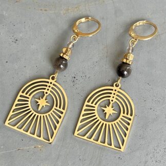 Boucles d'oreilles OWI 959 en obsidienne argentée