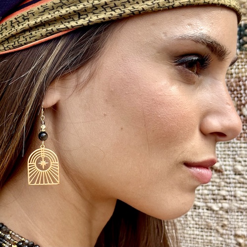 Boucles d'oreilles OWI 959 en obsidienne argentée-4