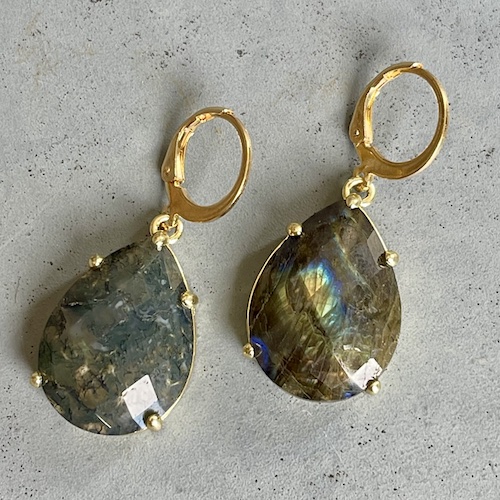 Boucles d'oreilles OWI 961 en labradorite foncée-1