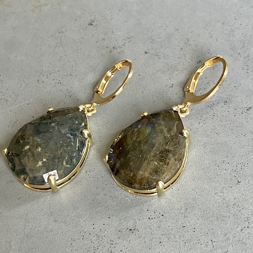 Boucles d'oreilles OWI 961 en labradorite foncée