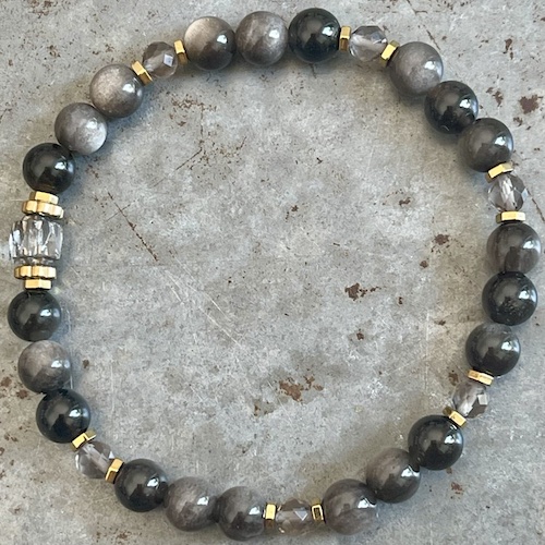 Bracelet Dakota en obsidienne argent -11