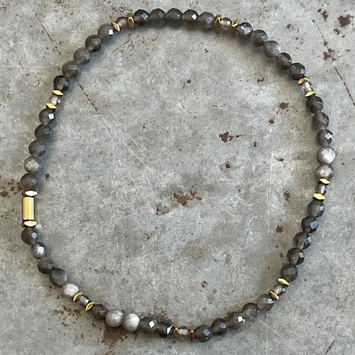 Bracelet Dakota en obsidienne argentée -2