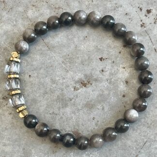 Bracelet Dakota en obsidienne argent -3