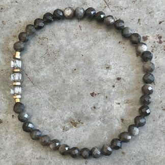 Bracelet Dakota en obsidienne argent -4