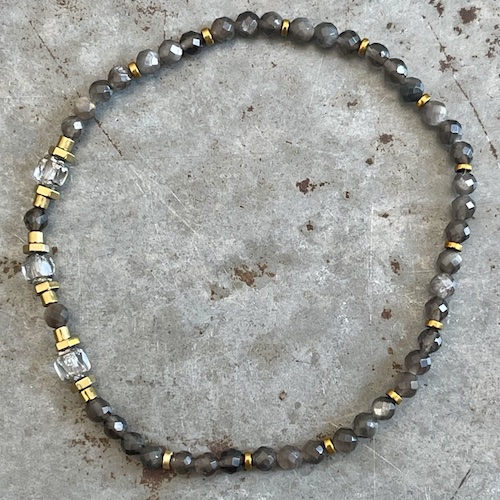 Bracelet Dakota en obsidienne argentée -8