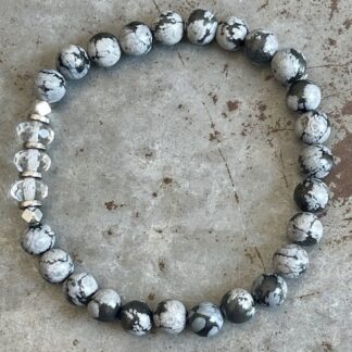 Bracelet Dakota en obsidienne flocon de neige-1