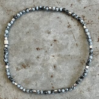 Bracelet Dakota en obsidienne flocon de neige-2