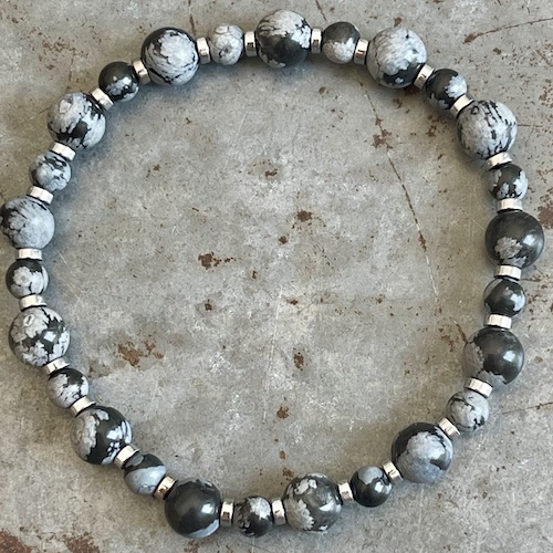 Bracelet Dakota en obsidienne flocon de neige-4