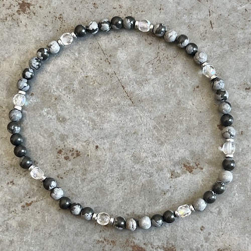 Bracelet Dakota en obsidienne flocon de neige-8