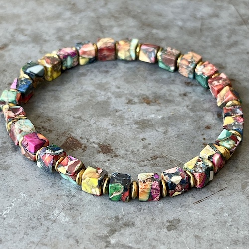 Bracelet OBLETU en jaspe impérial multicolore-2