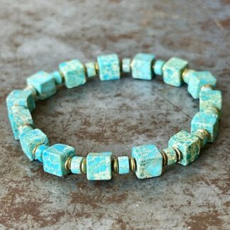 Bracelet OBLETU en jaspe impérial turquoise-1