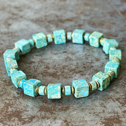Bracelet OBLETU en jaspe impérial turquoise-1