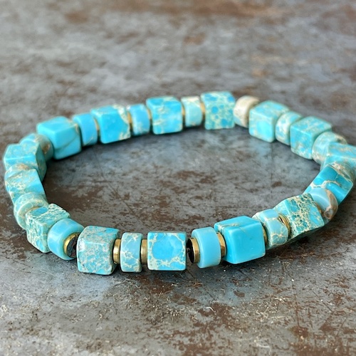 Bracelet OBLETU en jaspe impérial turquoise-2