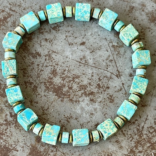 Bracelet OBLETU en jaspe impérial turquoise