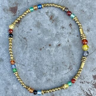 Bracelets Dakota en agate multicolore et hématite dorée-11