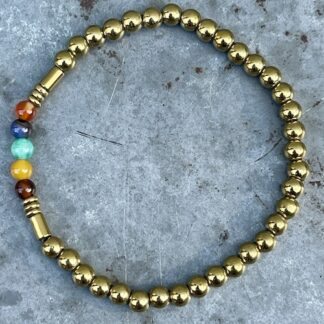 Bracelets Dakota en agate multicolore et hématite dorée-2