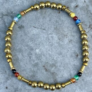 Bracelets Dakota en agate multicolore et hématite dorée12