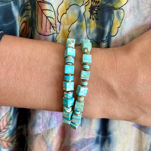 Bracelets OBLETU en jaspe impérial turquoise