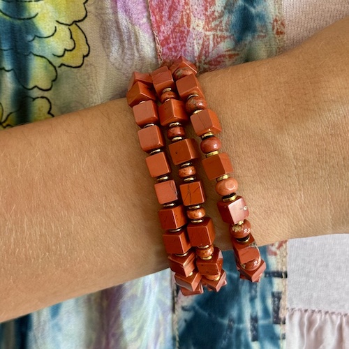 Bracelets OBLETU en jaspe rouge