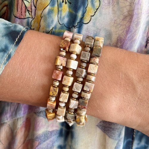 Bracelets OBLETU en maifanite et agate crazy lace