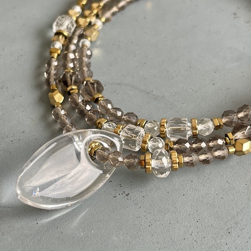 Collier COKATA 70 cm en obsidienne glace-2