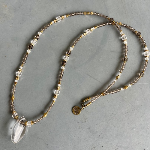 Collier COKATA 70 cm en obsidienne glace-3