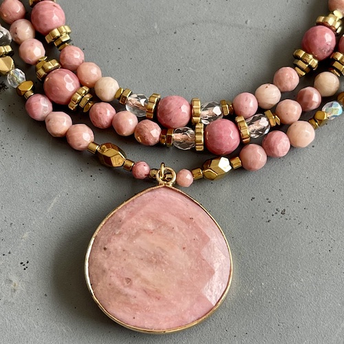 Collier COKATA 70 cm en rhodonite-1