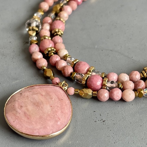 Collier COKATA 70 cm en rhodonite-2