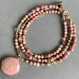 Collier COKATA 70 cm en rhodonite