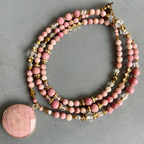 Collier COKATA 70 cm en rhodonite
