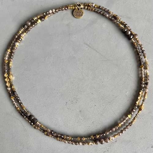 Collier MAZASKA 80 cm en obsidienne argentée-2