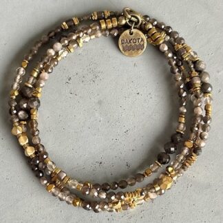 Collier MAZASKA 80 cm en obsidienne argentée