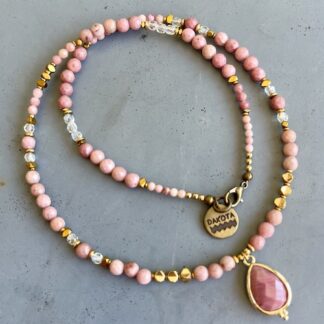 Collier NATAKE 45 cm en rhodonite