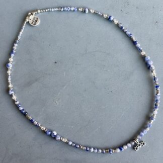 Ras du cou TOPA 40 cm en jaspe blue spot