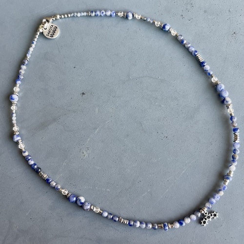 Ras du cou TOPA 40 cm en jaspe blue spot