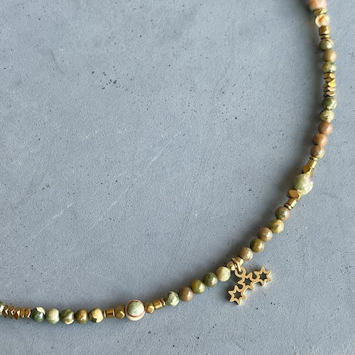 Ras du cou TOPA 40 cm en jaspe rhyolite-1