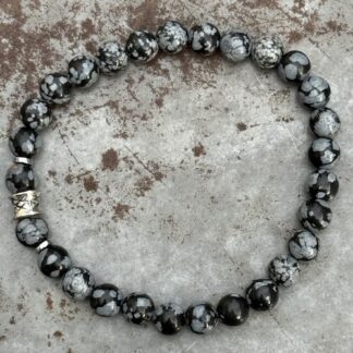 Bracelet homme en obsidienne flocon de neige-2
