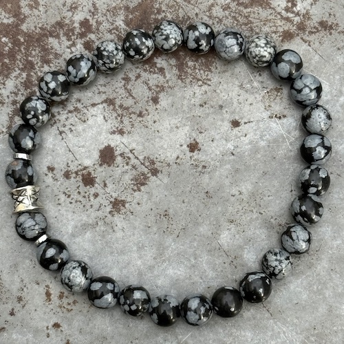 Bracelet homme en obsidienne flocon de neige-2