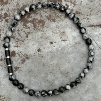 Bracelet homme en obsidienne flocon de neige-6