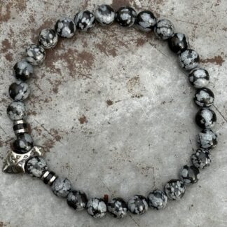 Bracelet homme en obsidienne flocon de neige-7