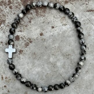 Bracelet homme en obsidienne flocon de neige-8