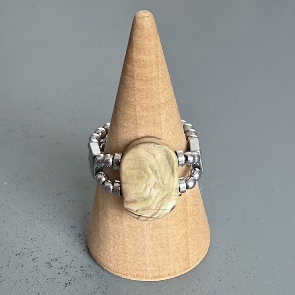 Bague double argentée en jaspe-2