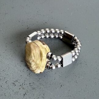 Bague double argentée en jaspe