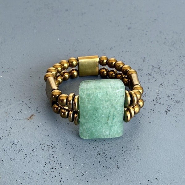 Bague double dorée en aventurine-1