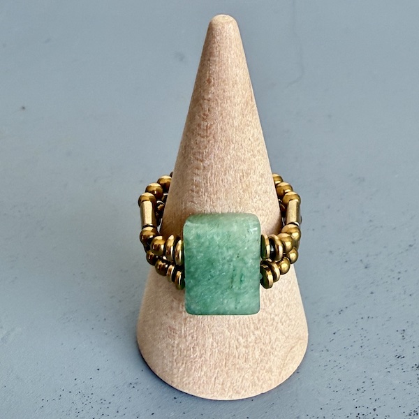 Bague double dorée en aventurine-2