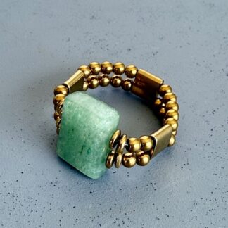 Bague double dorée en aventurine
