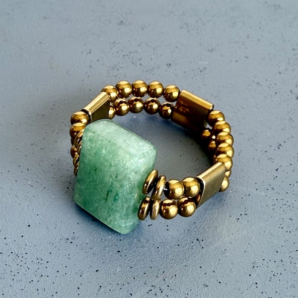 Bague double dorée en aventurine