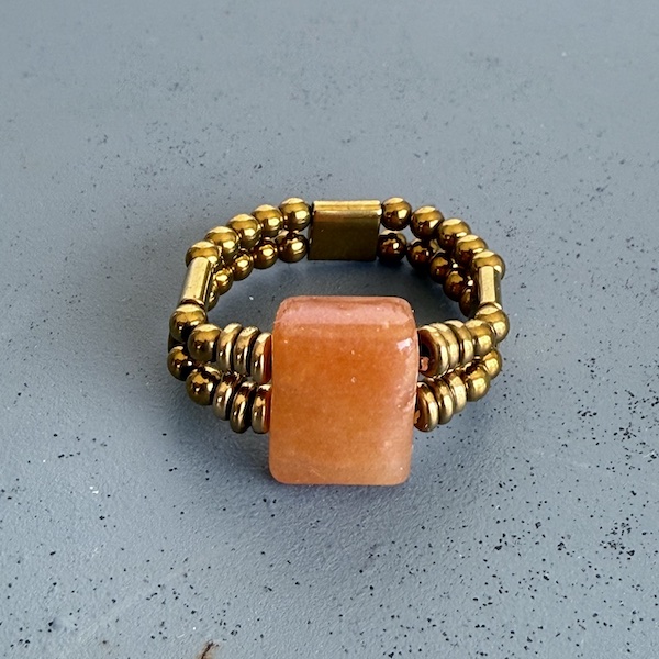 Bague double dorée en cornaline-1