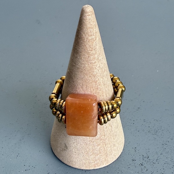 Bague double dorée en cornaline-2